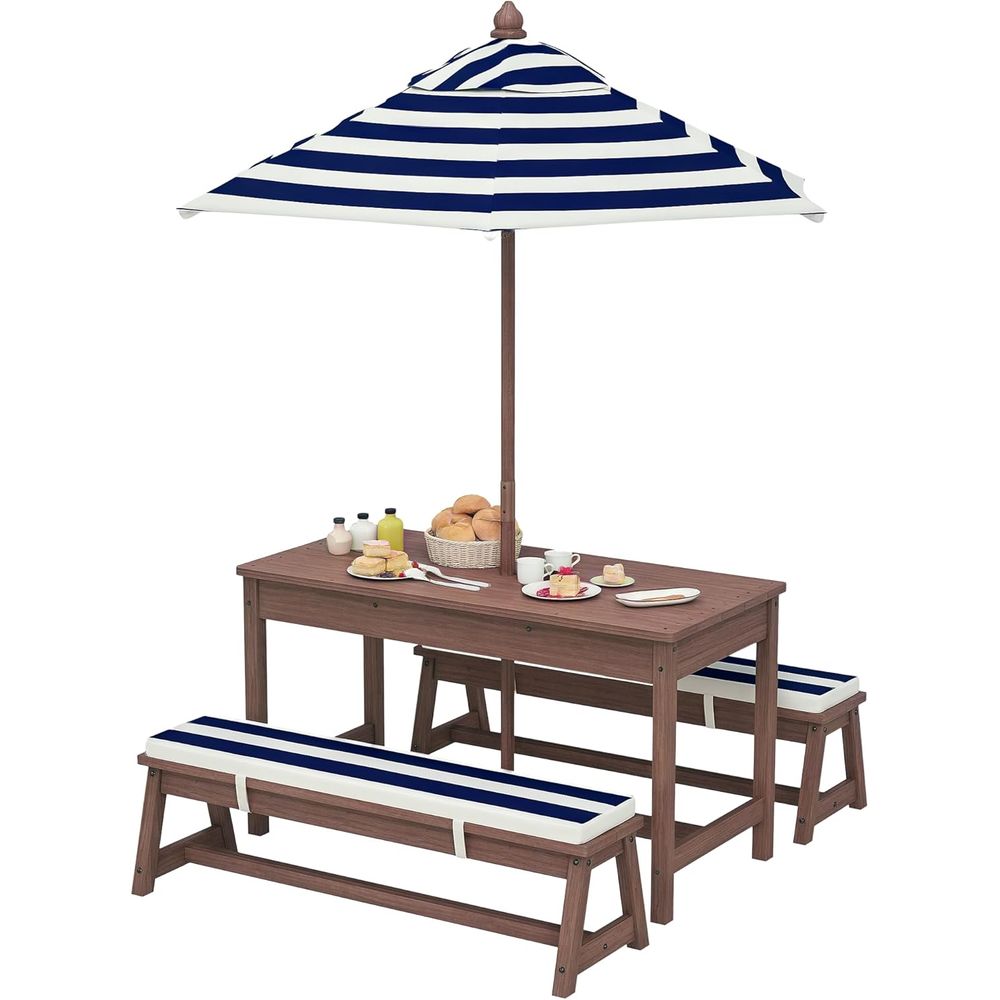 Kids Outdoor Table With Umbrella - Mesa de Piquenique Infantil Qaba, Conjunto