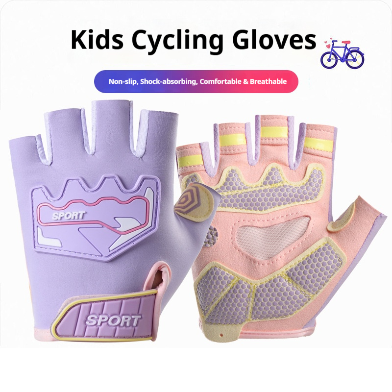 Kids Outdoor Monkey Bars - Luvas Esportivas Infantis de Meio Dedo,