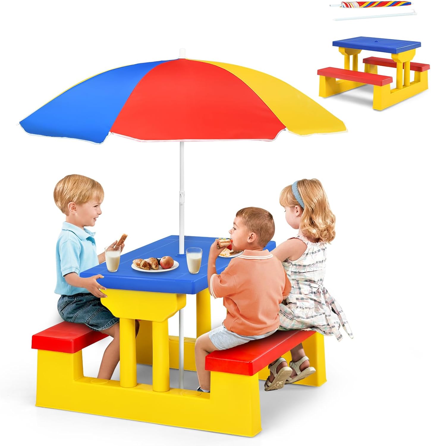 Kids Outdoor Table With Umbrella - Mesa de Piquenique para Crianças ARMILE,