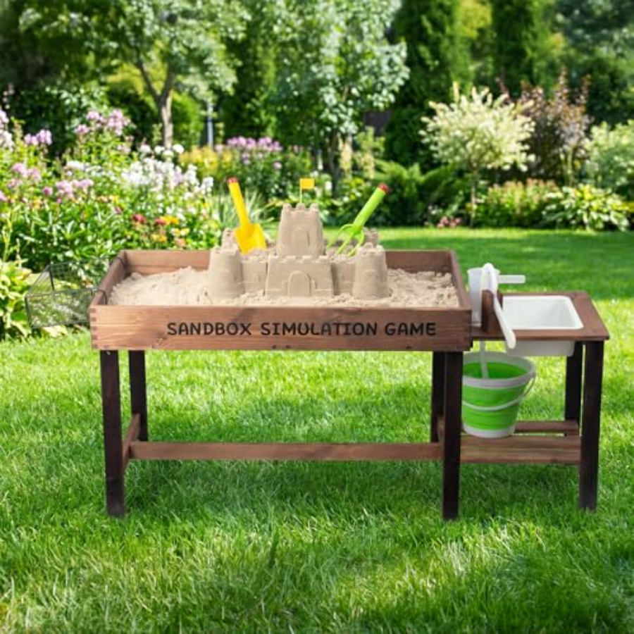 Kids Outdoor Activity Table - Mesa de areia de madeira para