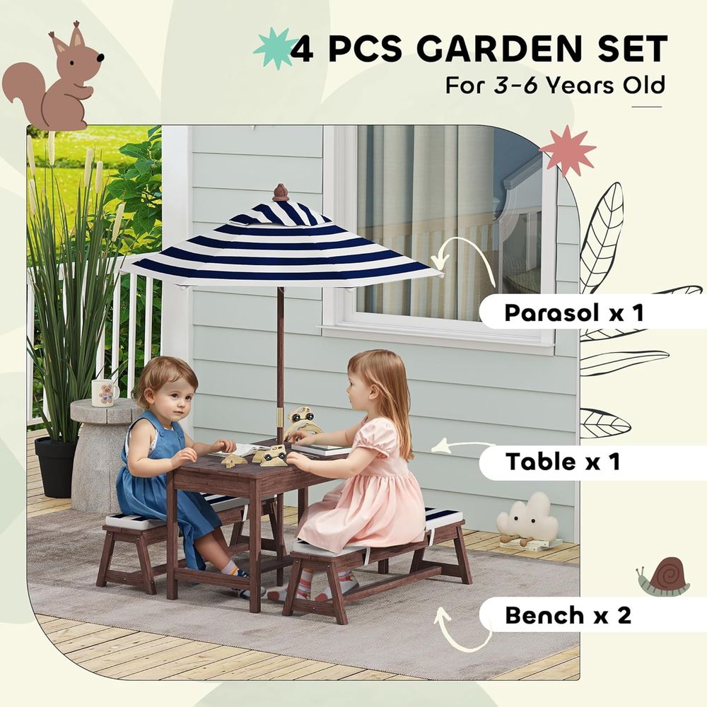 Mesa de Piquenique Infantil Qa - Kids Outdoor Table With Umbrella avaliação e preço