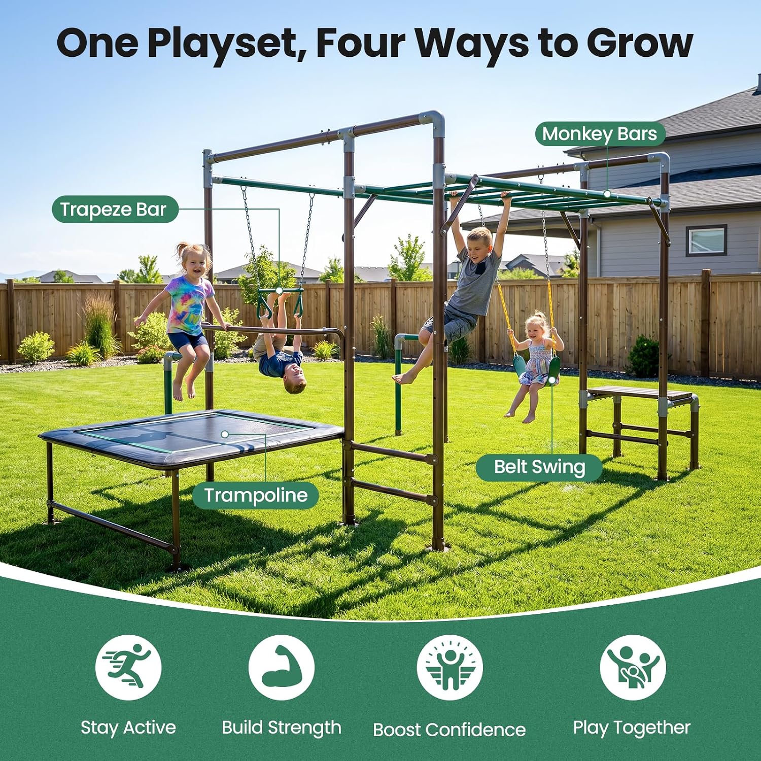 Ginásio de Exterior com Barras - Kids Outdoor Monkey Bars avaliação e preço