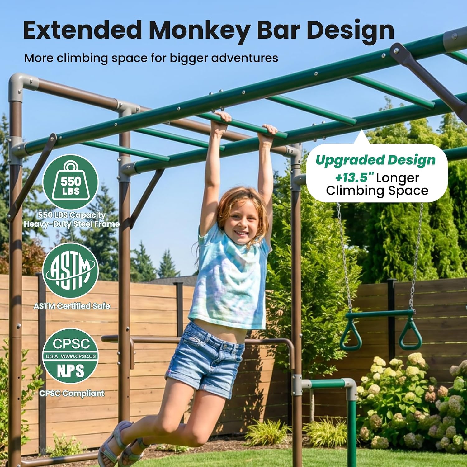 Ginásio de Exterior com Barras - Kids Outdoor Monkey Bars avaliação e preço