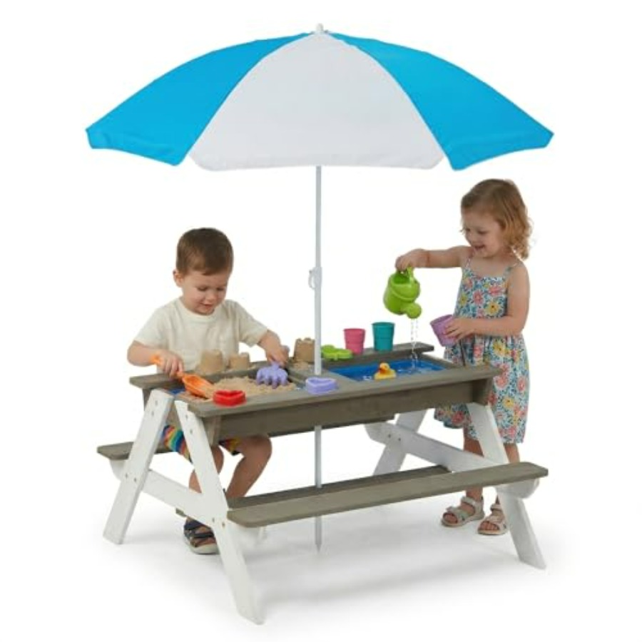 Mesa de piquenique infantil pa - Kids Outdoor Table With Umbrella avaliação e preço