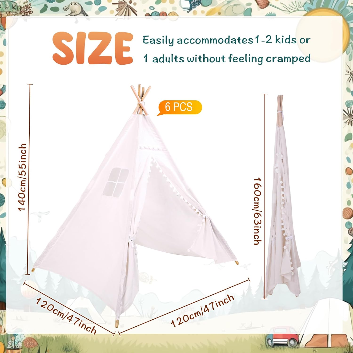 Windyun 6 Peças Tenda Teepee I - Kids Outdoor Tent avaliação e preço