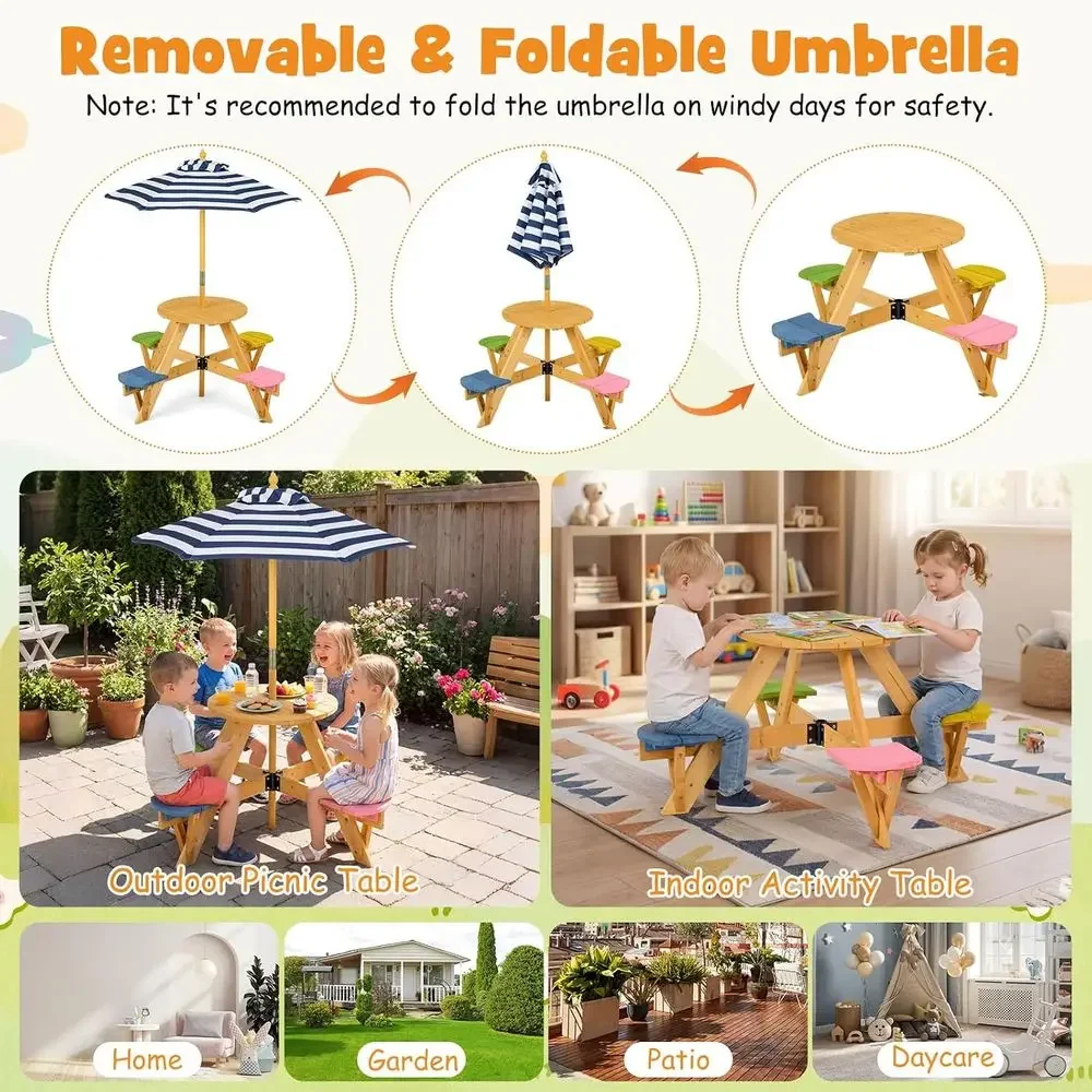 Conjunto de Mesa de Piquenique - Kids Outdoor Table With Umbrella avaliação e preço