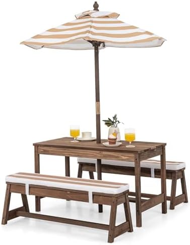 Mesa de Piquenique Infantil, C - Kids Outdoor Table With Umbrella avaliação e preço