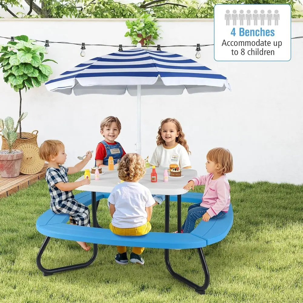 Mesa de Piquenique para 8 Cria - Kids Outdoor Table With Umbrella avaliação e preço