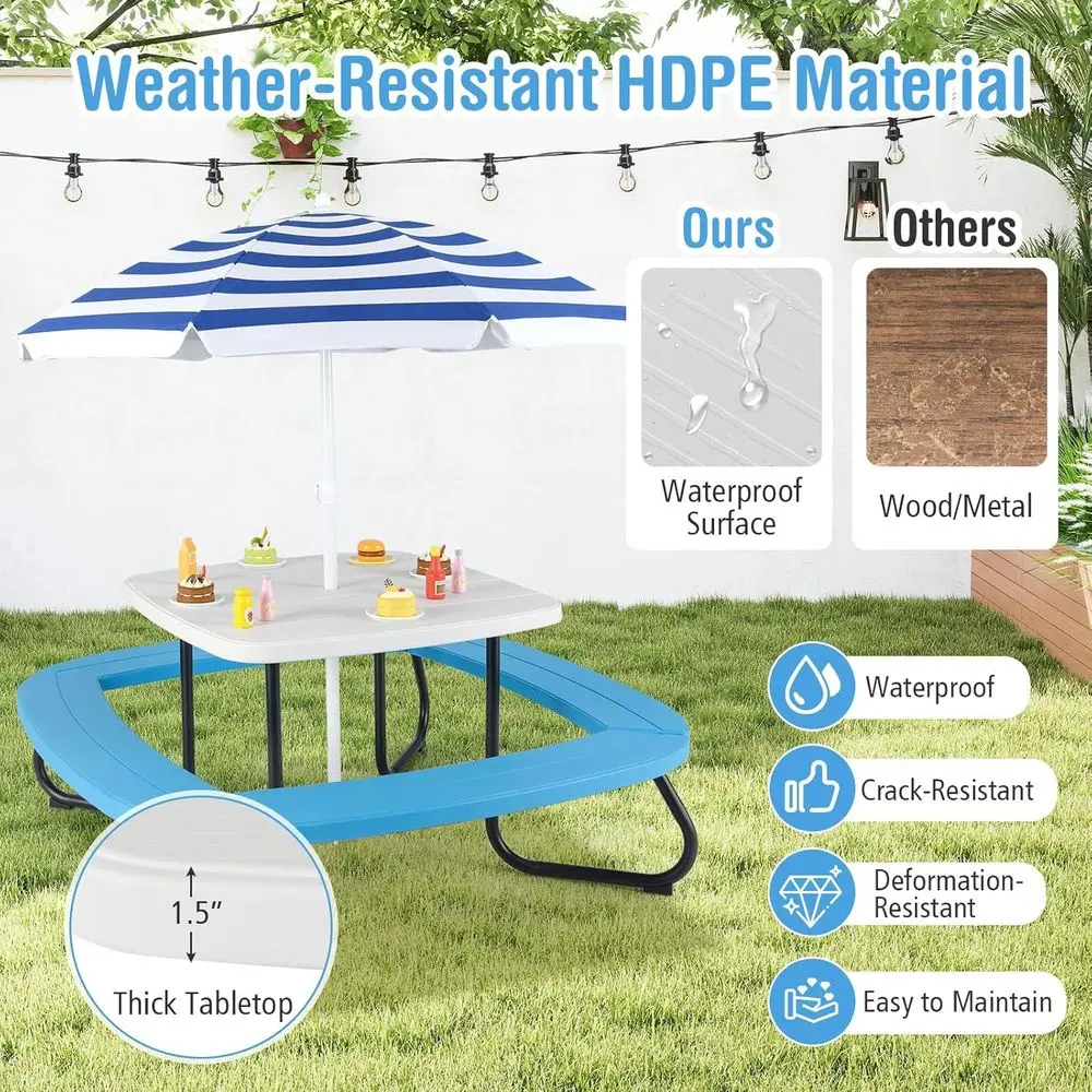 Mesa de Piquenique para 8 Cria - Kids Outdoor Table With Umbrella avaliação e preço