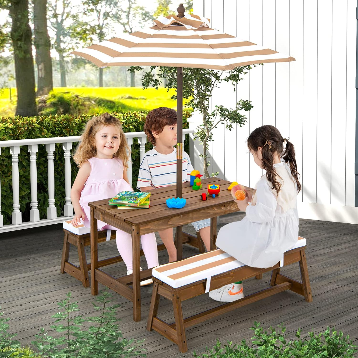 Mesa de piquenique infantil de - Kids Outdoor Table With Umbrella avaliação e preço