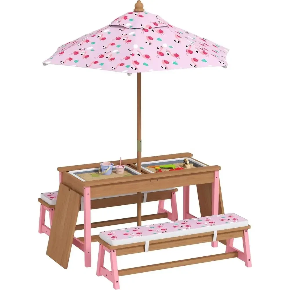 Conjunto de Mesa de Piquenique - Kids Outdoor Table With Umbrella avaliação e preço