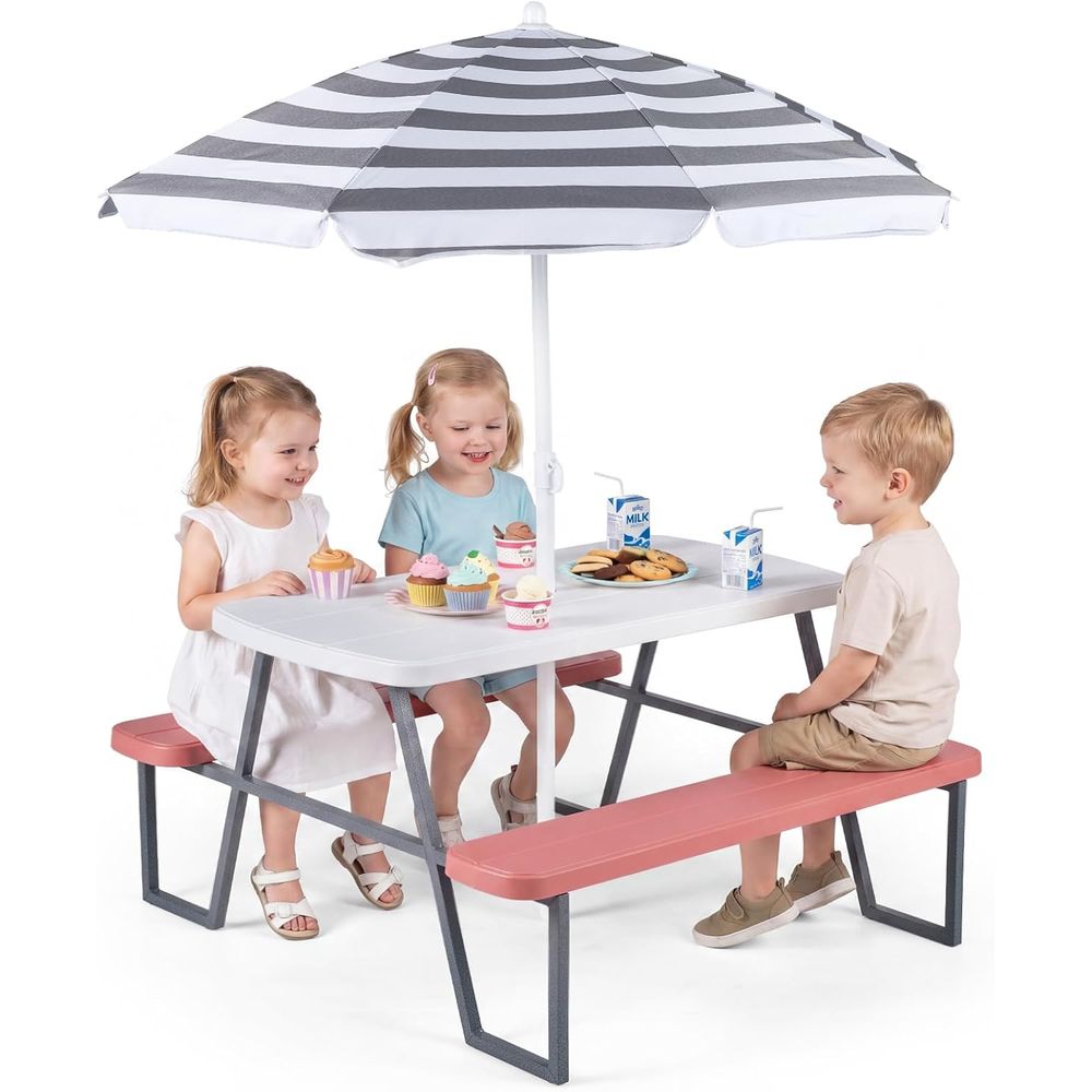 Mesa de Piquenique Infantil, C - Kids Outdoor Table With Umbrella avaliação e preço